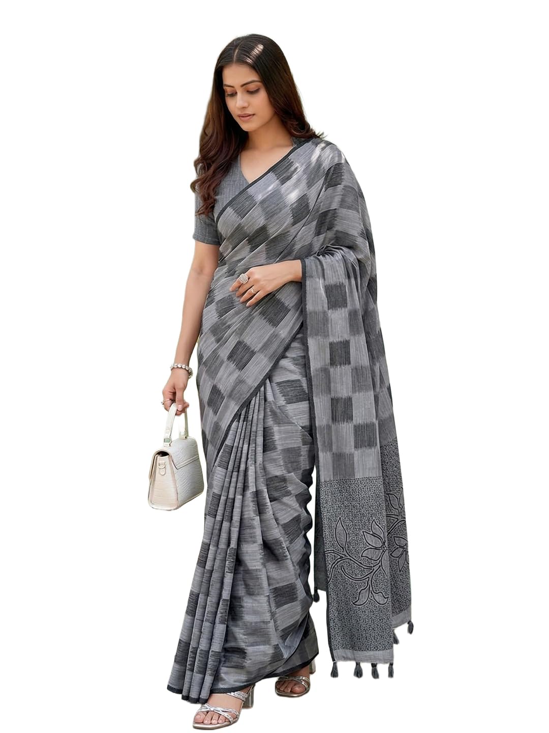 Sutriti Women’s Linen Cotton Woven Saree with Blouse Piece | Soft Lightweight Textured Weave Saree for Wedding Festive Party | Elegant Traditional Ethnic Saree Collection-image-14