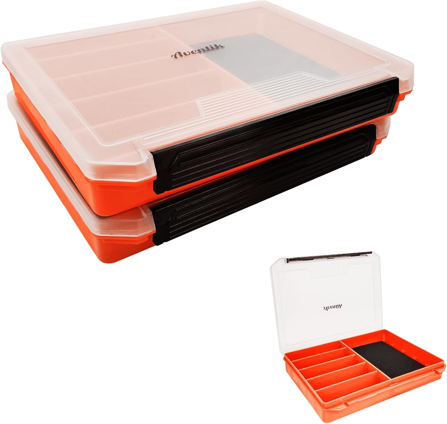 Aventik Fishing Tackle Box Slit Foam Case Jig Box Head Hooks Spinners Spoons Storage Tackle Tray (Orange-3502 lure box)