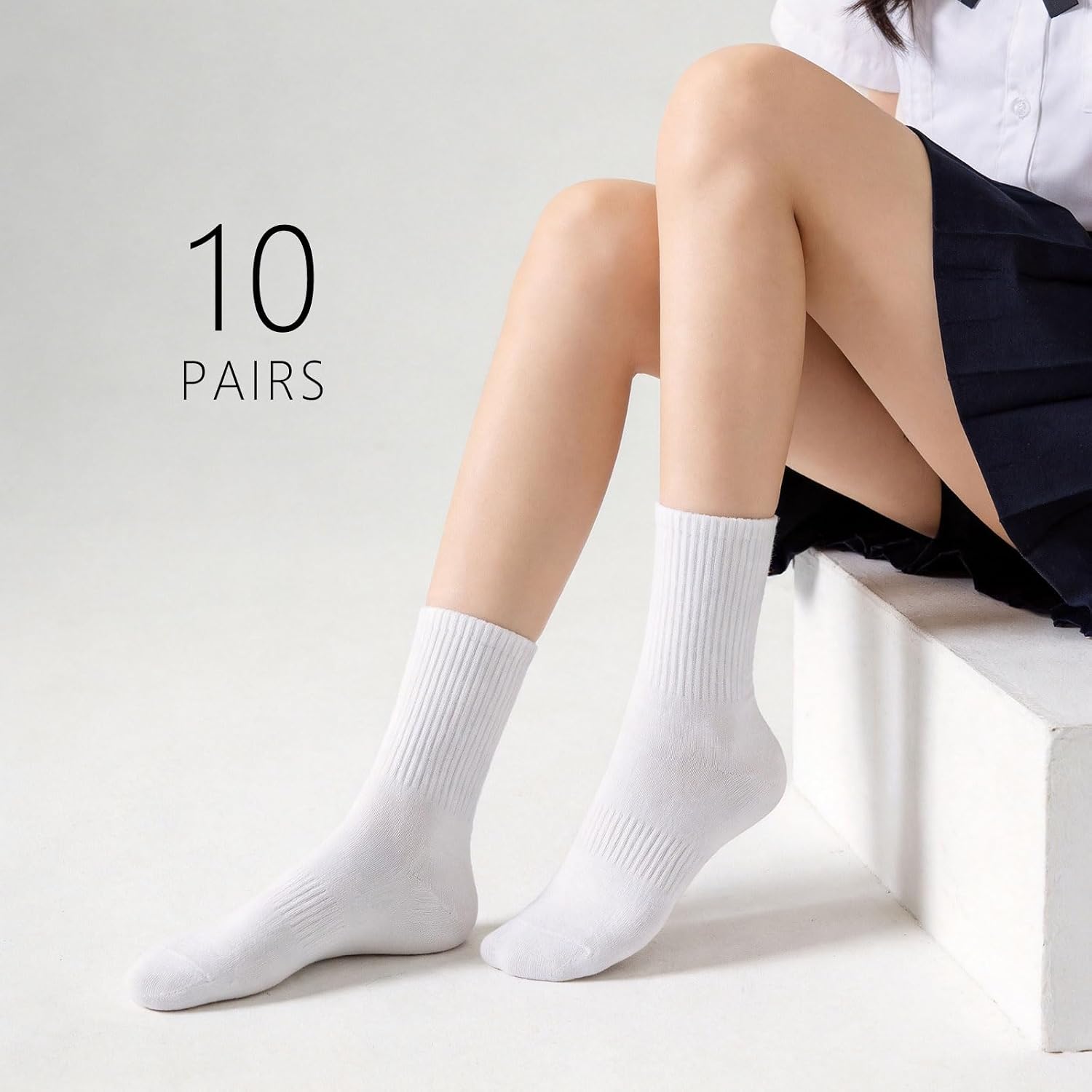 Women Cotton Thin Casual Calf Socks - Cute Cotton Crew Socks - Soft Above Ankle Sock