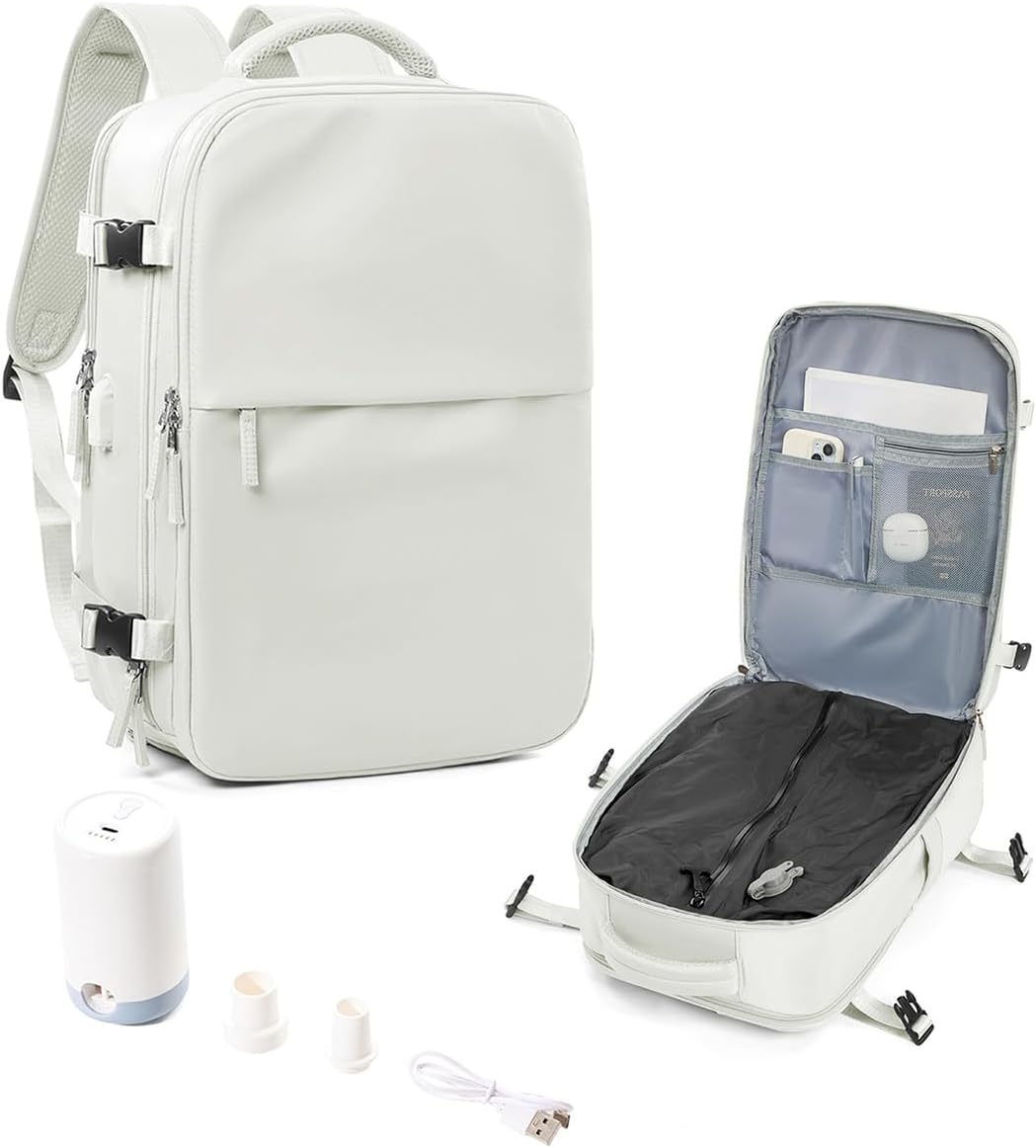 Large vacuum seal travel backpack with shoe compartment