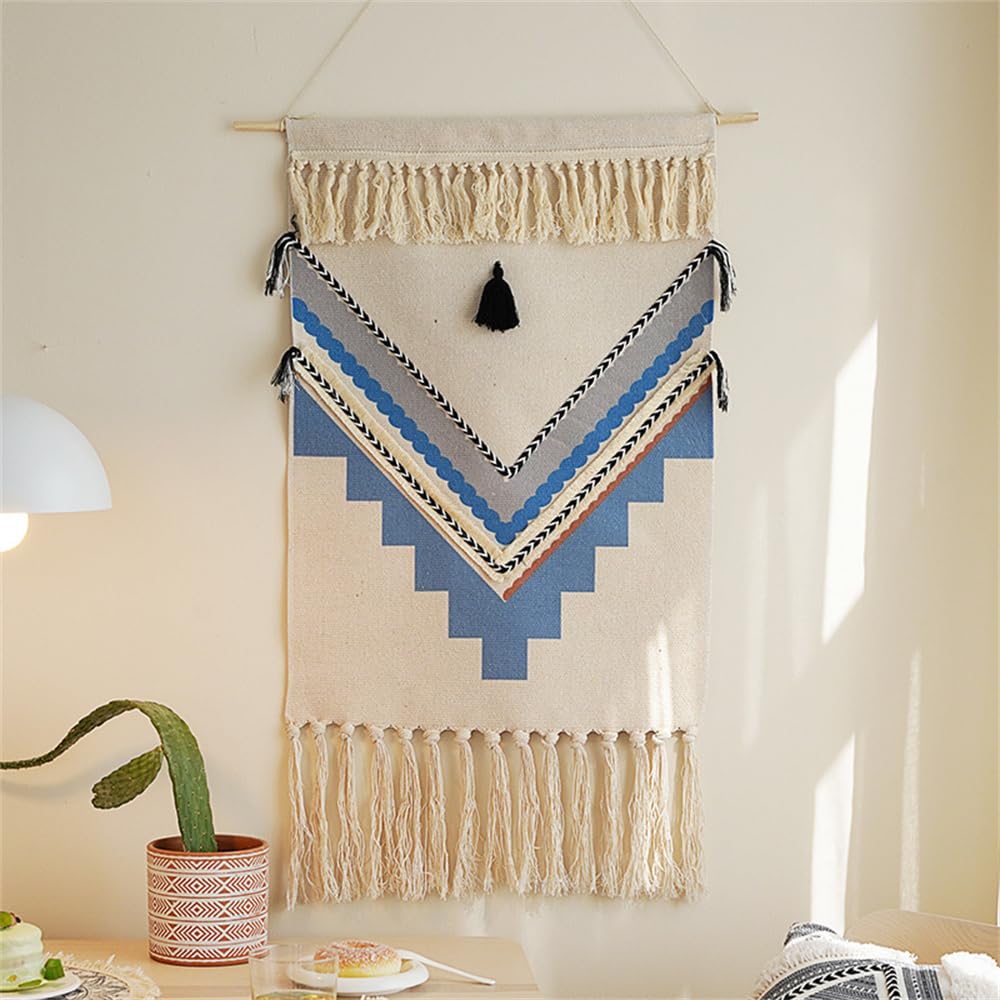 Fmiyjun C3 Macrame Woven Tapestry Hanging Wall Art Decor 50X85 Cm Boho Bohemian Printed Tapestries For Apartment Dorm Home Bedroom Decor