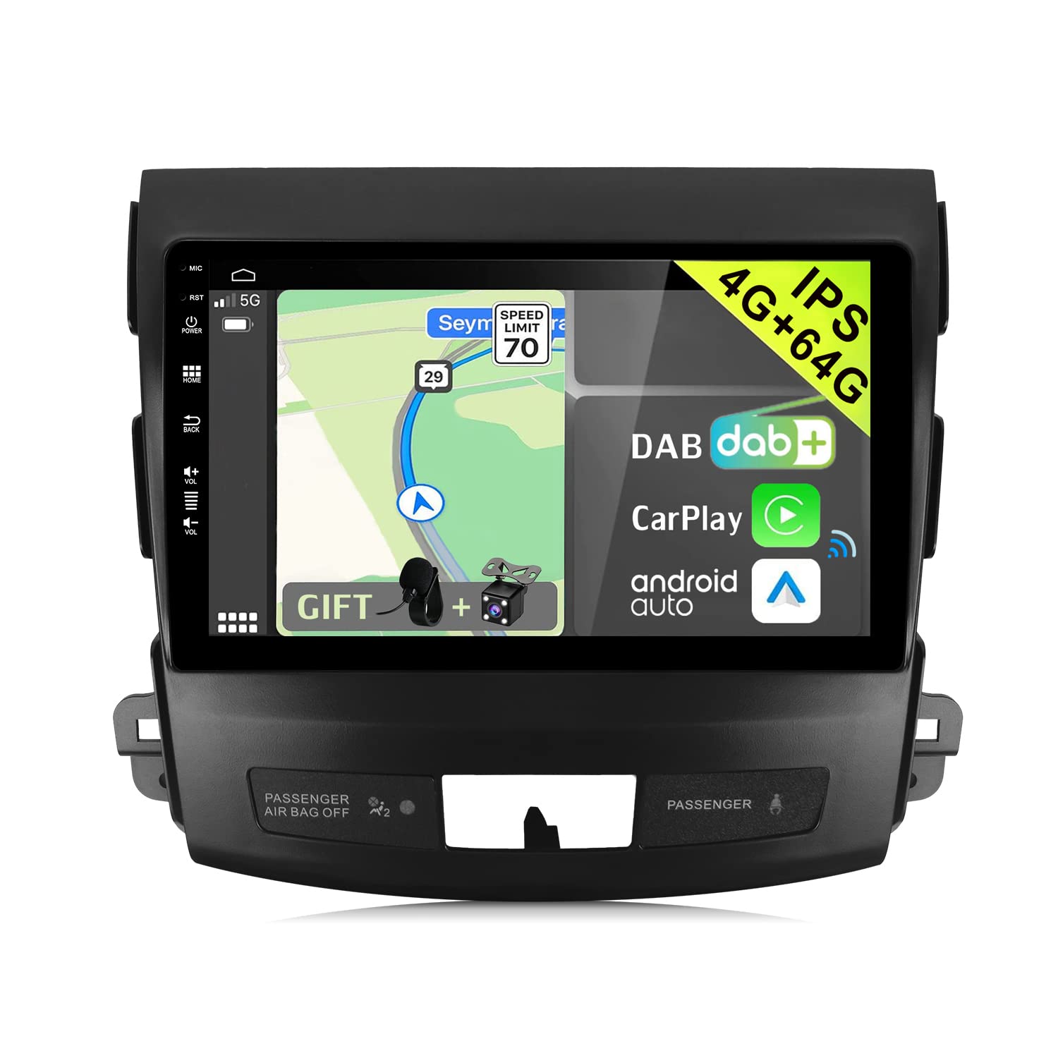 Autoradio Android 15 Per Mitsubishi Outlander, Peugeot 4007, Citroen C-Crosser, 9 Pollici, 6+128GB, CarPlay, Android Auto, GPS, DSP, DAB+, Telecamera Inclusa