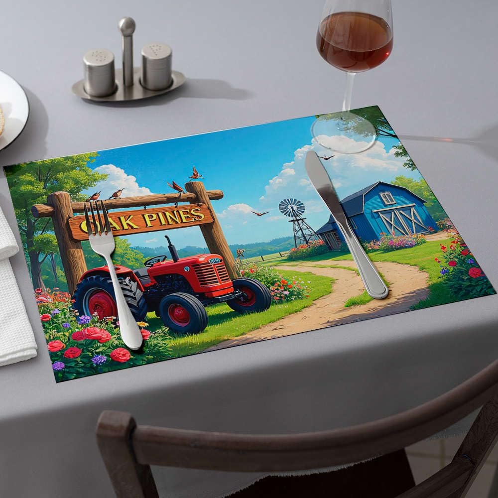Set de table lavable de printemps Oak Pines Farm pour protéger la table