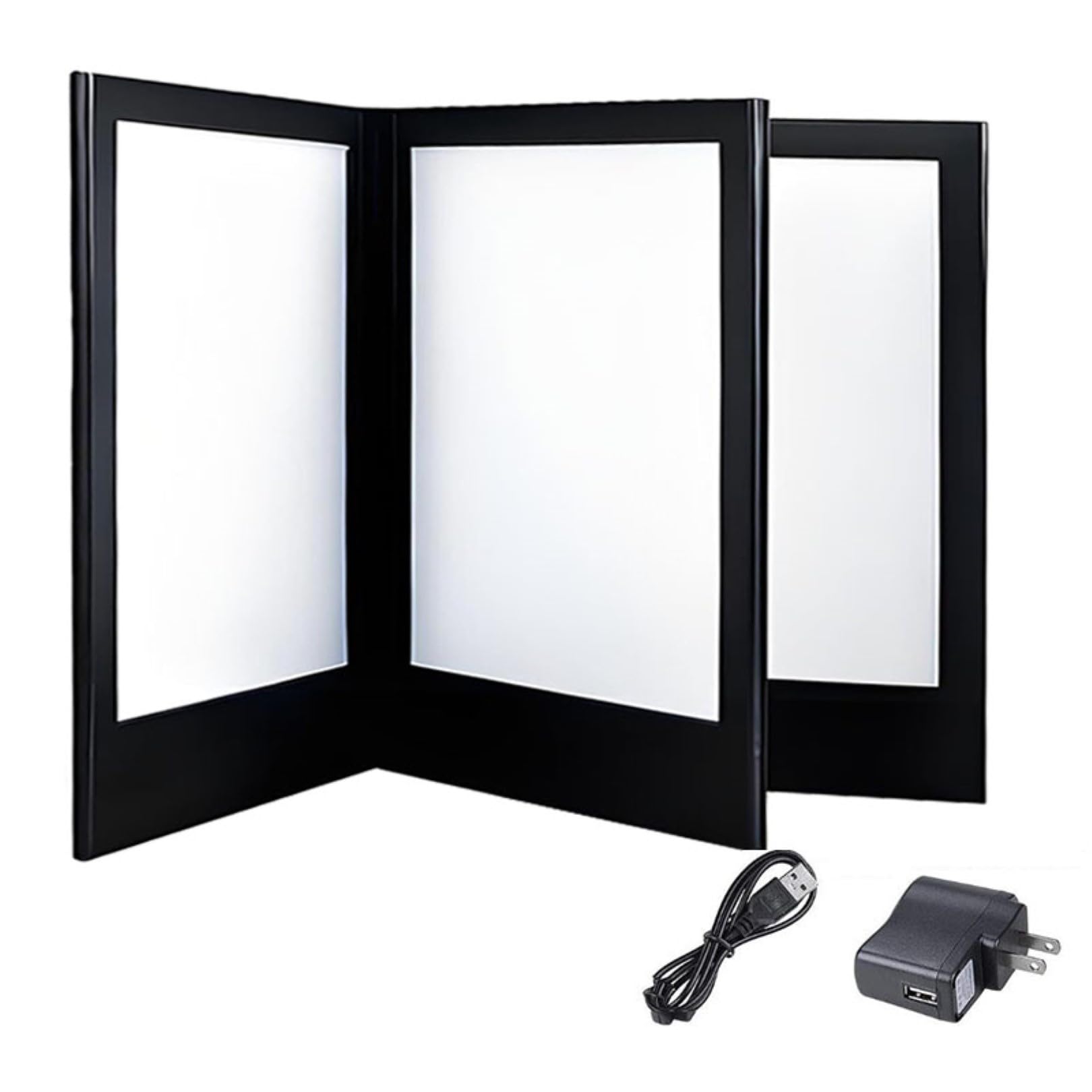 Copertine Luminose per Menu Luce Led Ricaricabile Menu Book Induzione Automatica, Pelle Pu Display Book Nero Pieghevole Retroilluminato Portamenu Illuminato per Bar, Pub, Club Page 3 A4