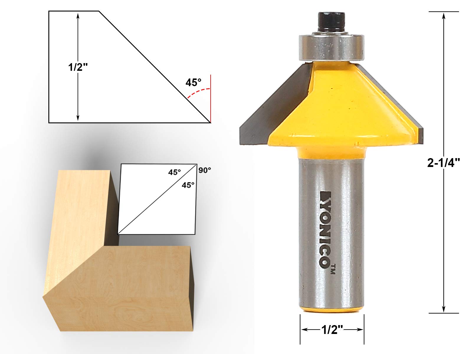 Micro Chamfer Router Bit Snapklik.com : YONICO Chamfer Router Bits Edge Forming 45 Degree 1/2 ...