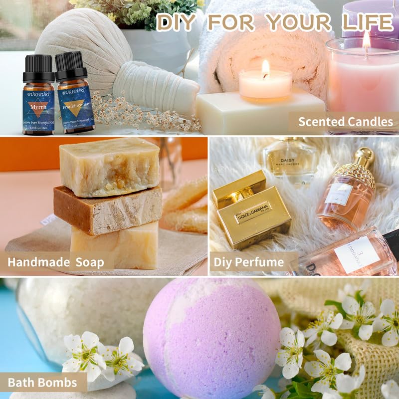 Image of BURIBURI Myrrh Frankincense Essential Oil Set for Diffusers & DIY 2x10ML