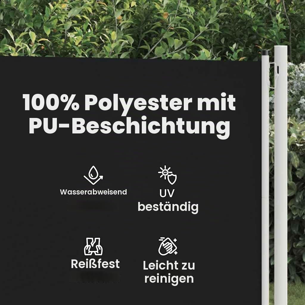 vidaXL Seitenmarkise Ausziehbar UV- und Wasserbeständig Sonnenschutz Sichtschutz Windschutz Seitenrollo Markise Balkon Garten Terrasse 140x600cm Schwarz