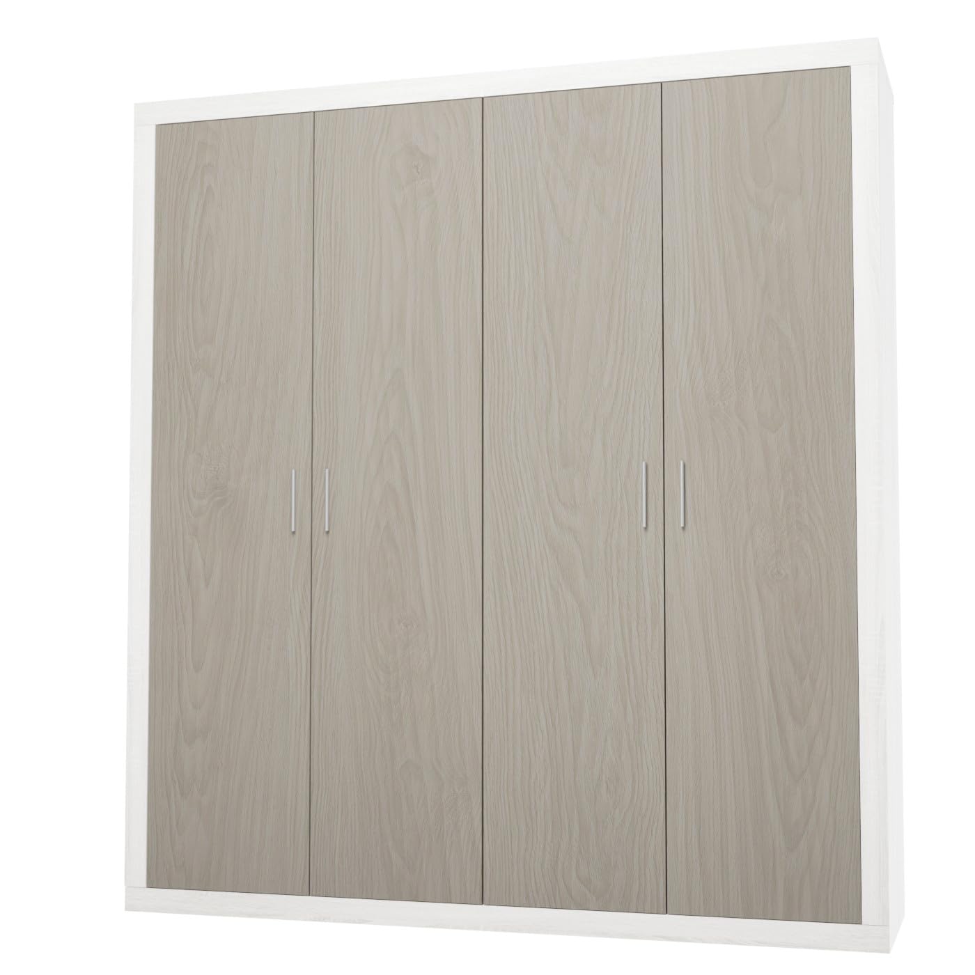 Somnia Descanso - Armario 4 Puertas Batientes con Altillo Modelo Mandi para Dormitorios de Matrimonio o Individuales, Color Pino - Gris, Medidas: 196 cm (Ancho) x 208 cm (Alto) x 50 cm (Fondo)