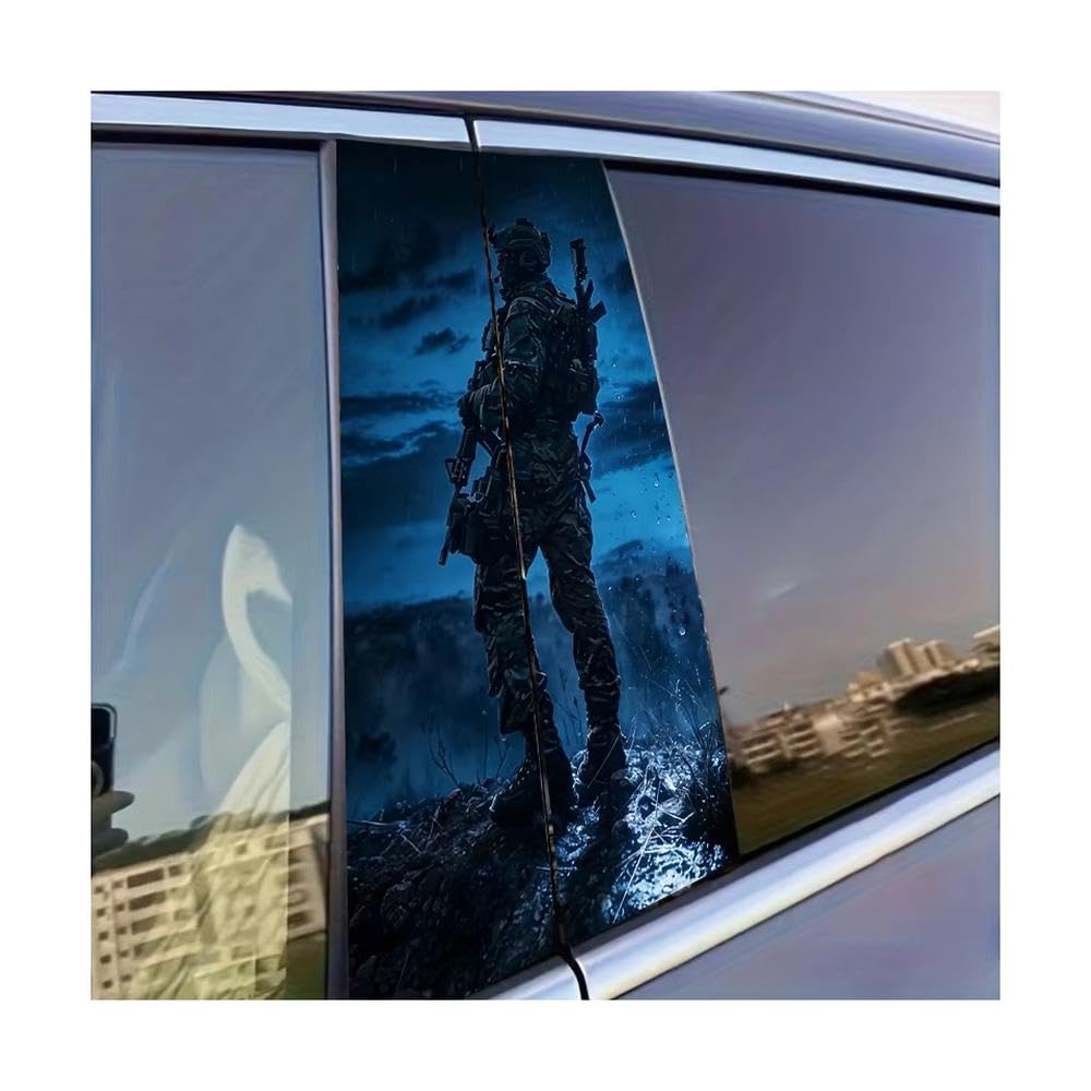 Dabhuoc One Color Car Parts 2 Pcs Car Center Pillar Sticker Special Forces Soldier Glossy Material Protective Film