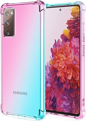 Osophter Funda para Galaxy S20 FE 5G transparente esquinas reforzadas TPU absorción de golpes flexible para Samsung Galaxy S20 FE 5G (rosa azulado)