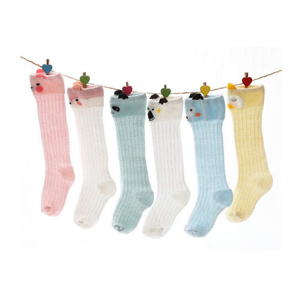 6 Pairs Newborn Baby Socks Mesh Combed Cotton Long Tube Socks Toddler long Socks for Infant Boy Girl and Kids Cozy Cute Soft All Match Breathable Socks Cotton Socks