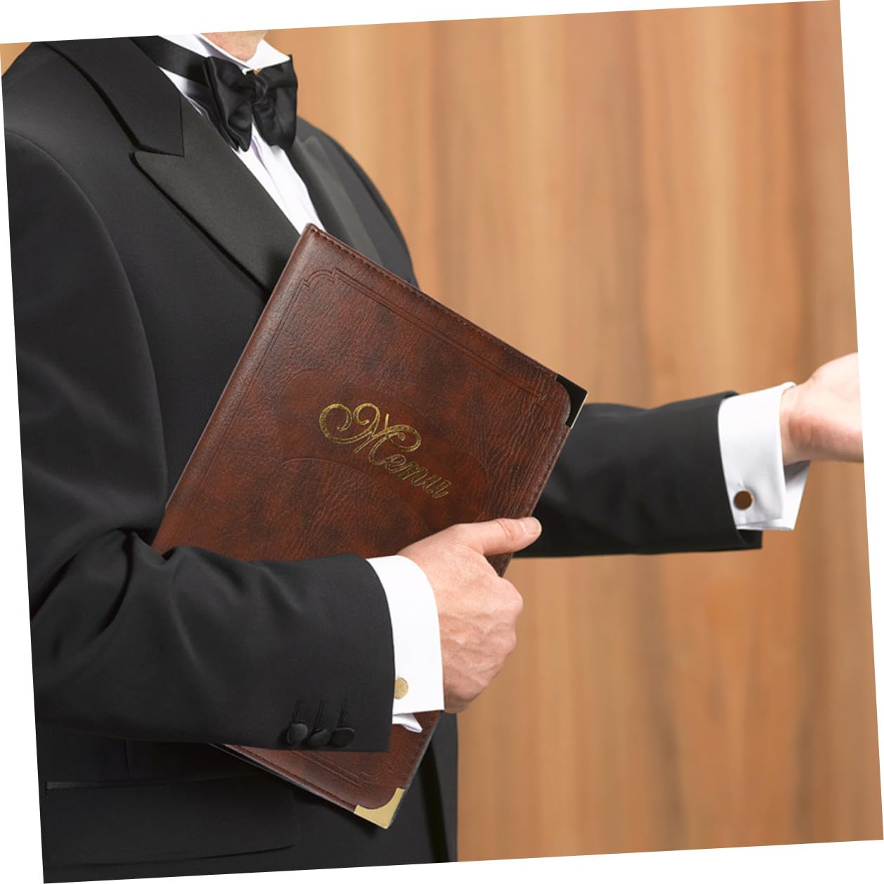 Kichvoe 2pcs A4 Leather Menu Book with Sleeves Restaurant Menu Cover Holder Reusable Display Folder for Bars and Cafes Wine Red and Brown Colors