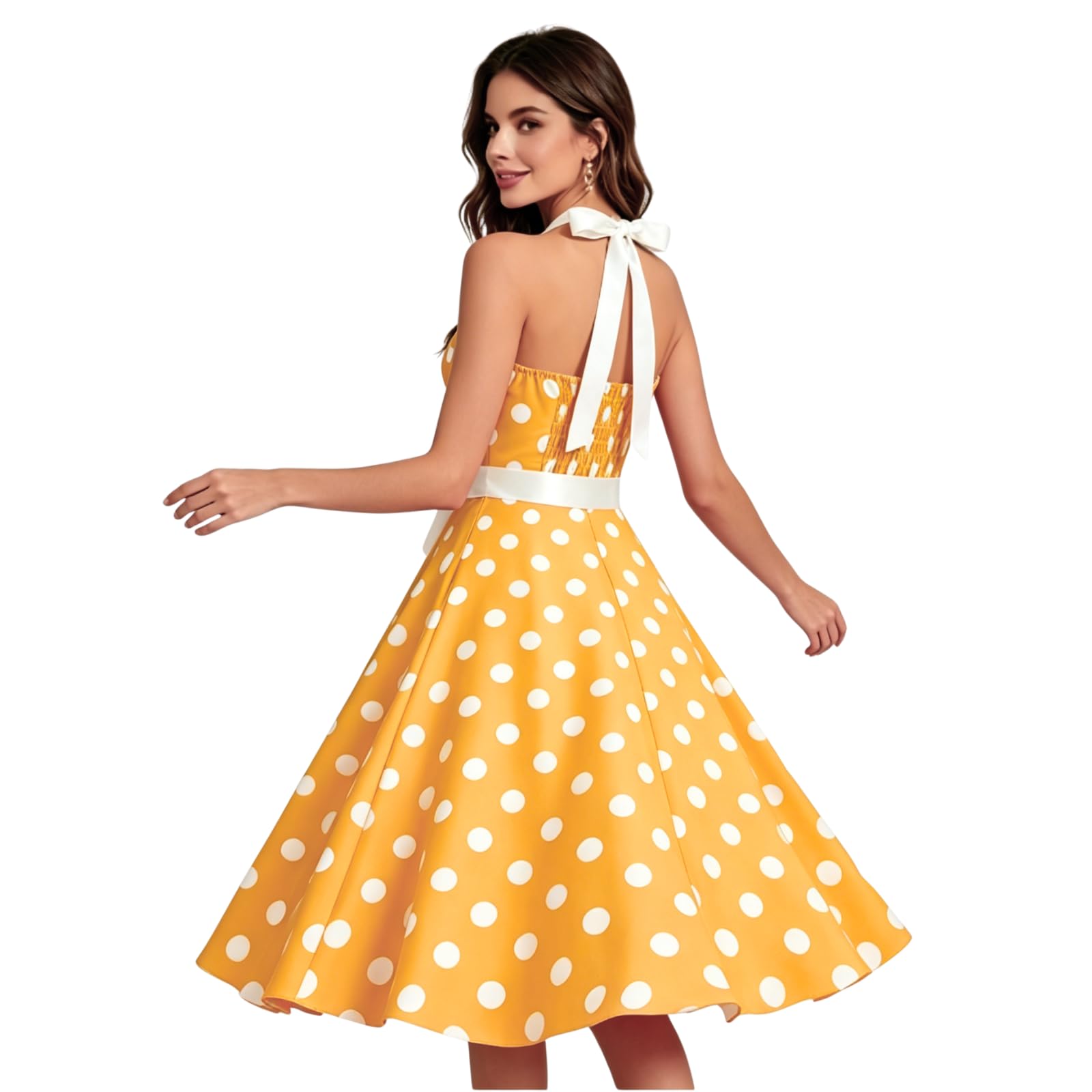 maxToonrain Abito da donna anni '50 a pois vintage anni '50, cocktail party, abito da sera per adulti