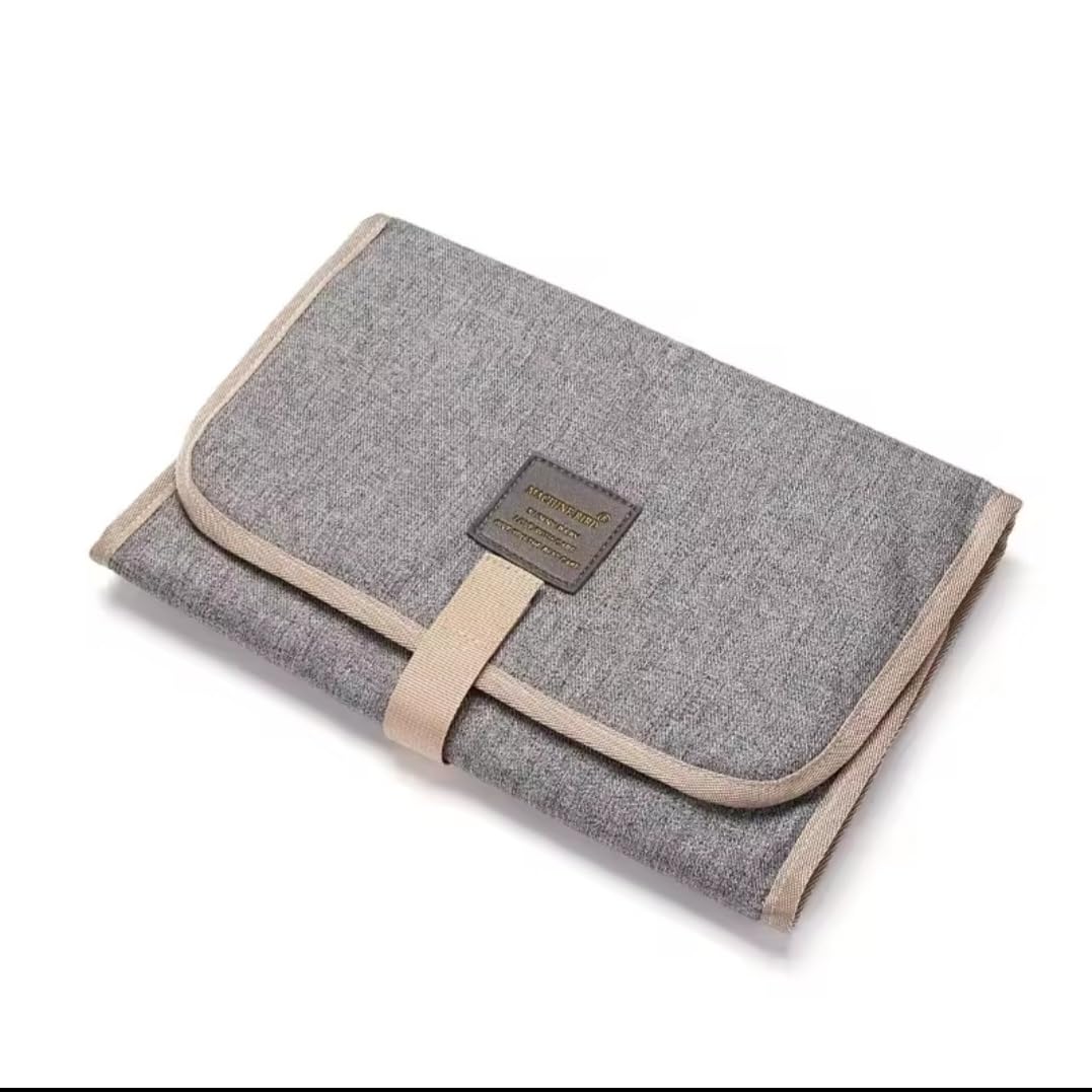 Portable Baby Changing Mat, Waterproof Travel Nappy Pad with Grey - Image 2