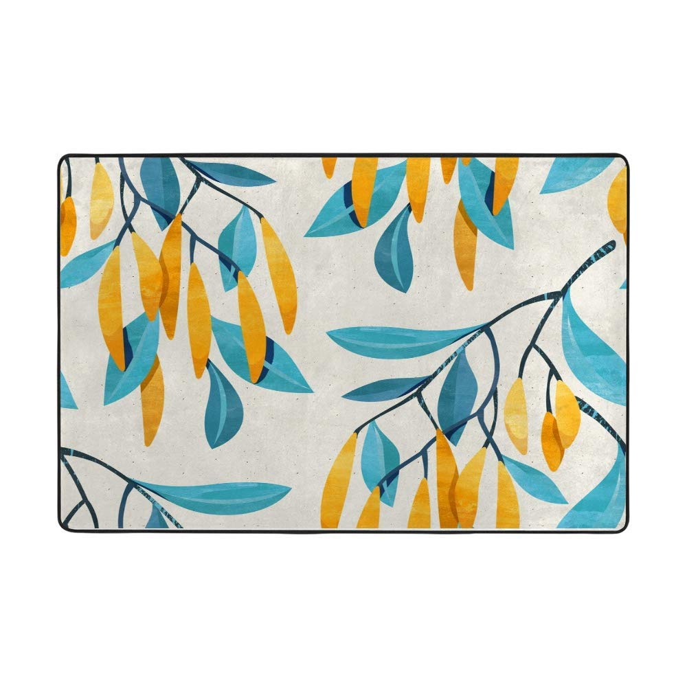 Grand tapis intérieur en peluche bleu et jaune pour créer un coin lecture dans une chambre