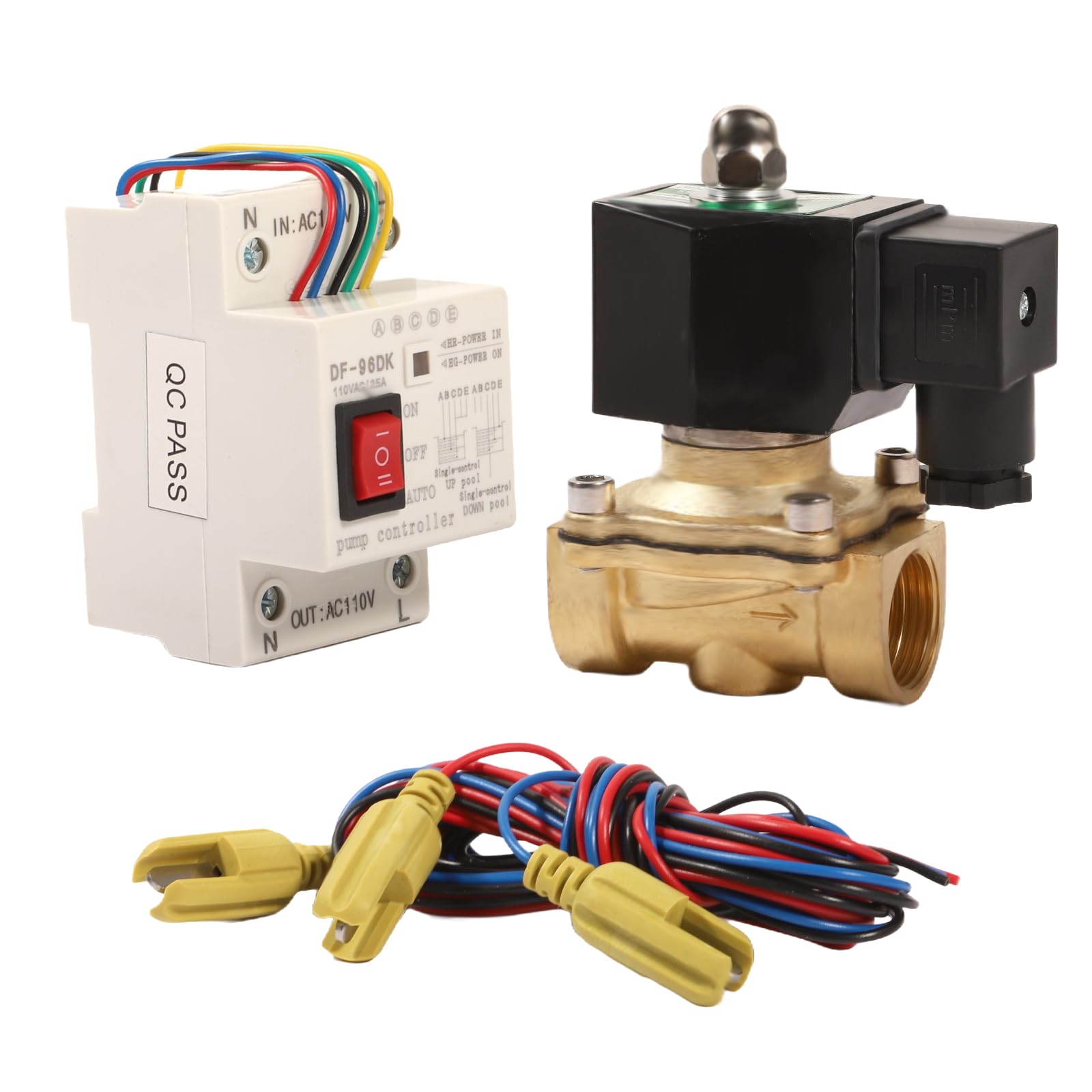 Shengbowi Float Valve AC110V Automatic Water Level Control Switch Brass Solenoid Valve Shut Off Valve Water Pump Pool Water Tank Livestock Troughs