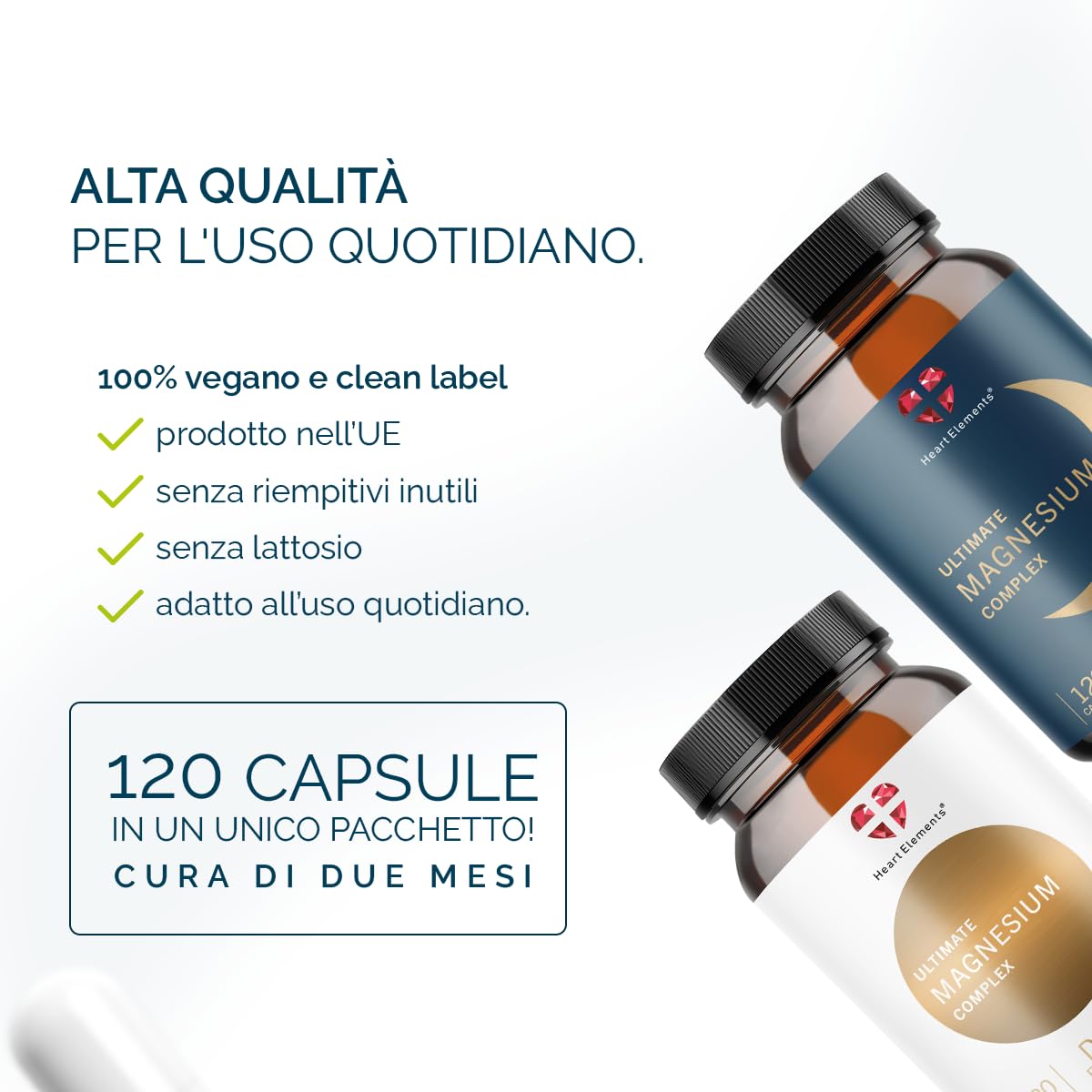 Ultimate Magnesium Complex, 2x120 Capsule di Complesso di Magnesio, Day&Night, metabolismo energetico normale, sistema nervoso, muscoli, ossa, 8 forme, Aquamin Mg, B6 P-5-P, D3K2, vegano