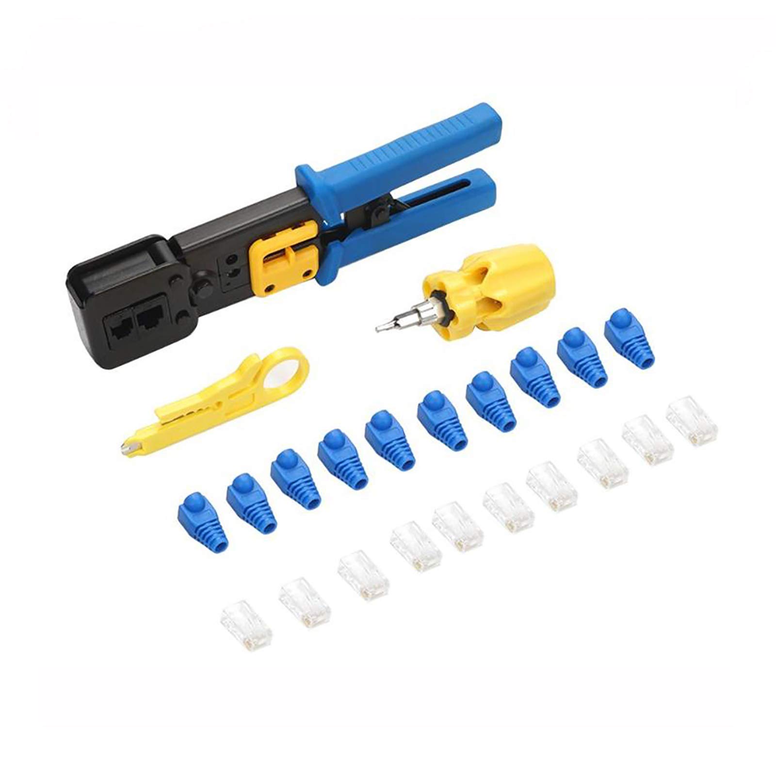 Kit d'outils réseau - 103 pièces - Pince à sertir électronique - Testeur de câble LAN RJ45 RJ11