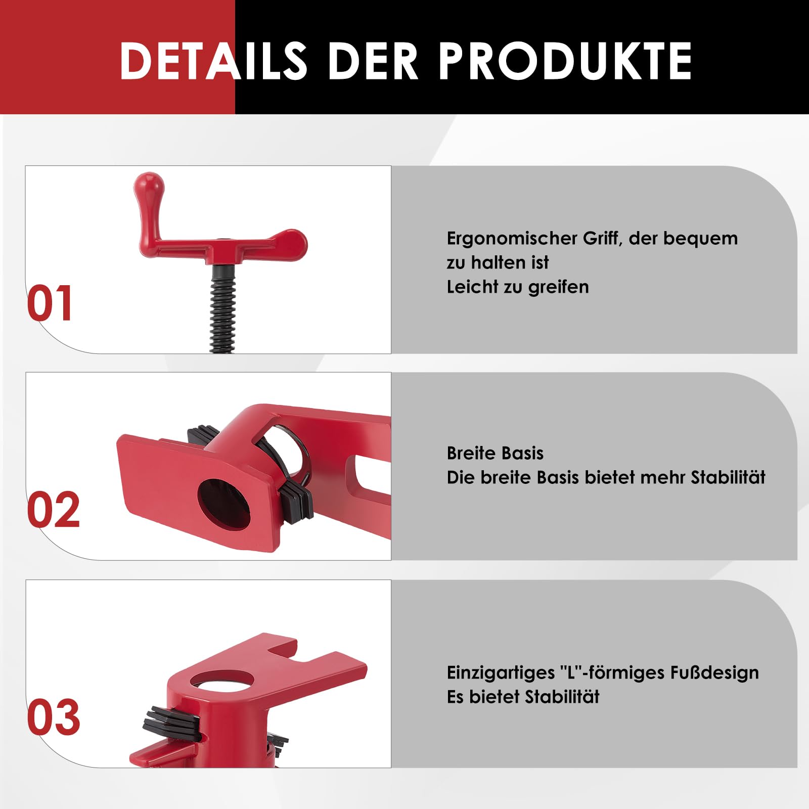 4 Pièces 3/4" Serre Joint en Tube à Serrage Rapide, Collier de Serrage en Fonte Malléable Robuste pour Établi de Travail du Bois