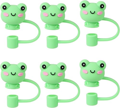 Miniatura 1 de LIYDE - 6 fundas de paja de rana, reutilizables, a prueba de polvo, para tazas, protector suave de silicona para popotes de 0.315 in