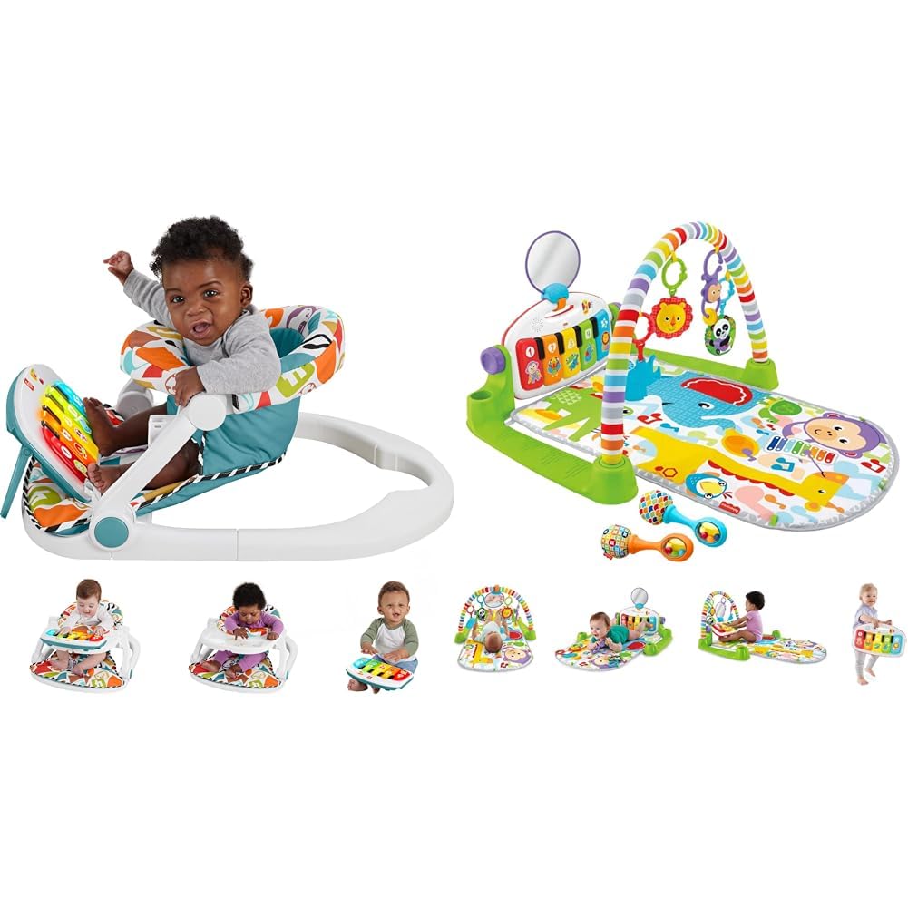 Fisher-price baby portable chair deluxe kick amp play sit-me-up floor seat  with piano learning toy amp playmat deluxe kick amp play piano gym - Main Image