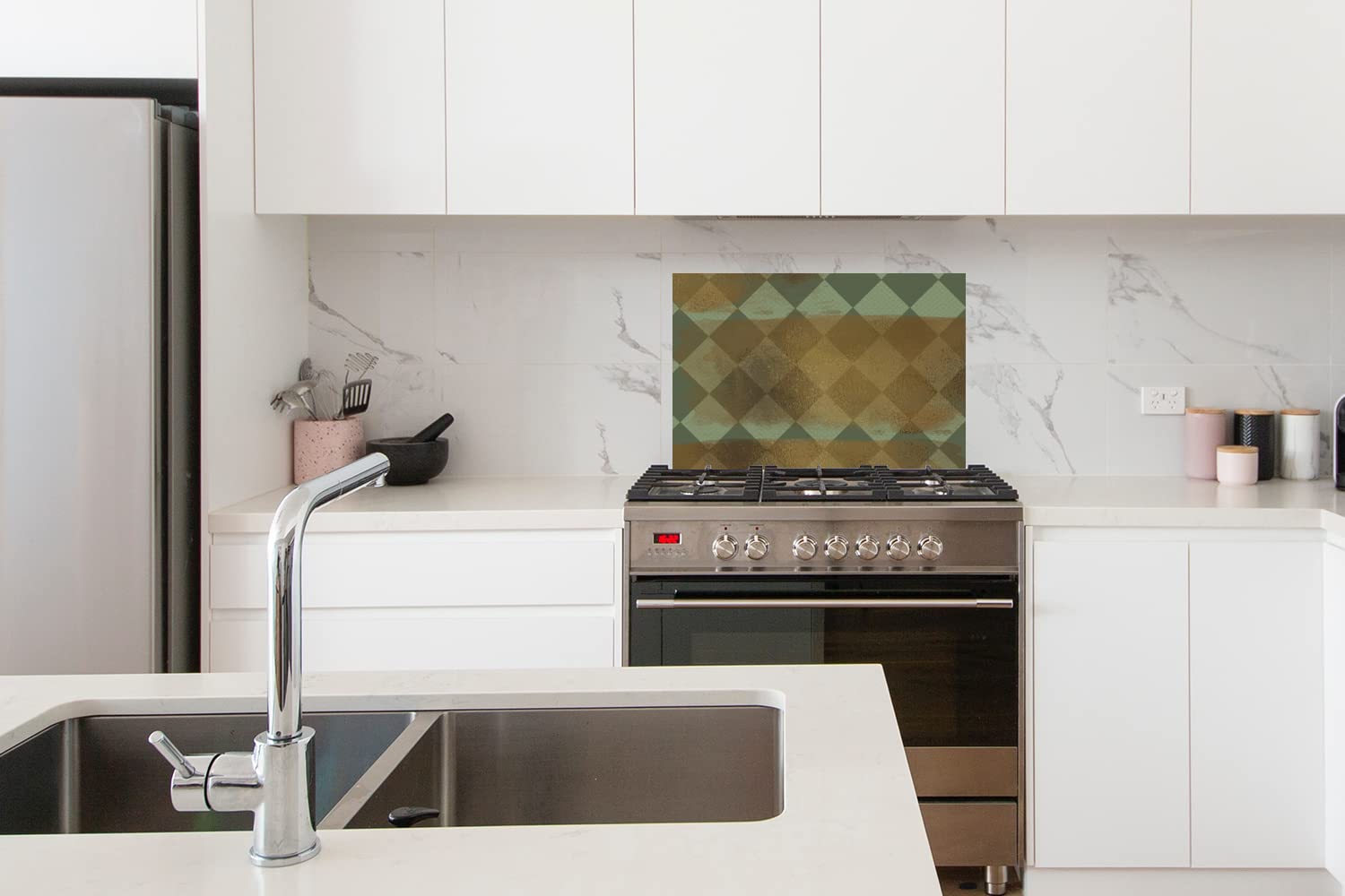 Crédence De Cuisine En Aluminium 60x40 Cm - Motif Couleur Beige - Protection Anti-éclaboussures, Facile à Nettoyer - 5