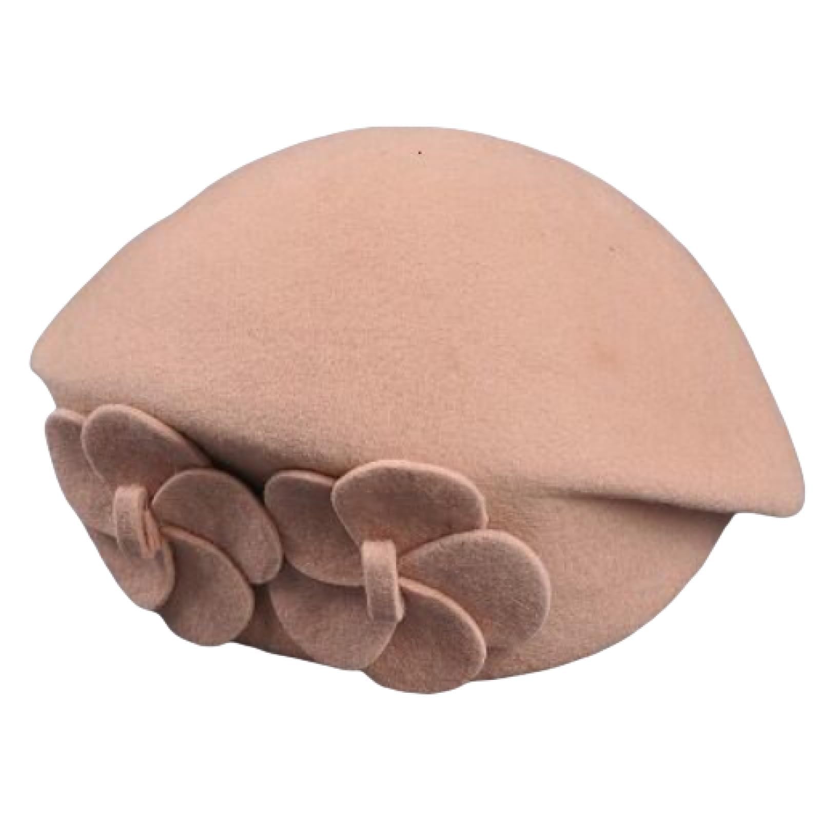 Cappello Donna Cappello Invernale da Donna in Feltro con Fiori, Berretto Invernale, Fedora, Berretto Invernale da Donna in Feltro