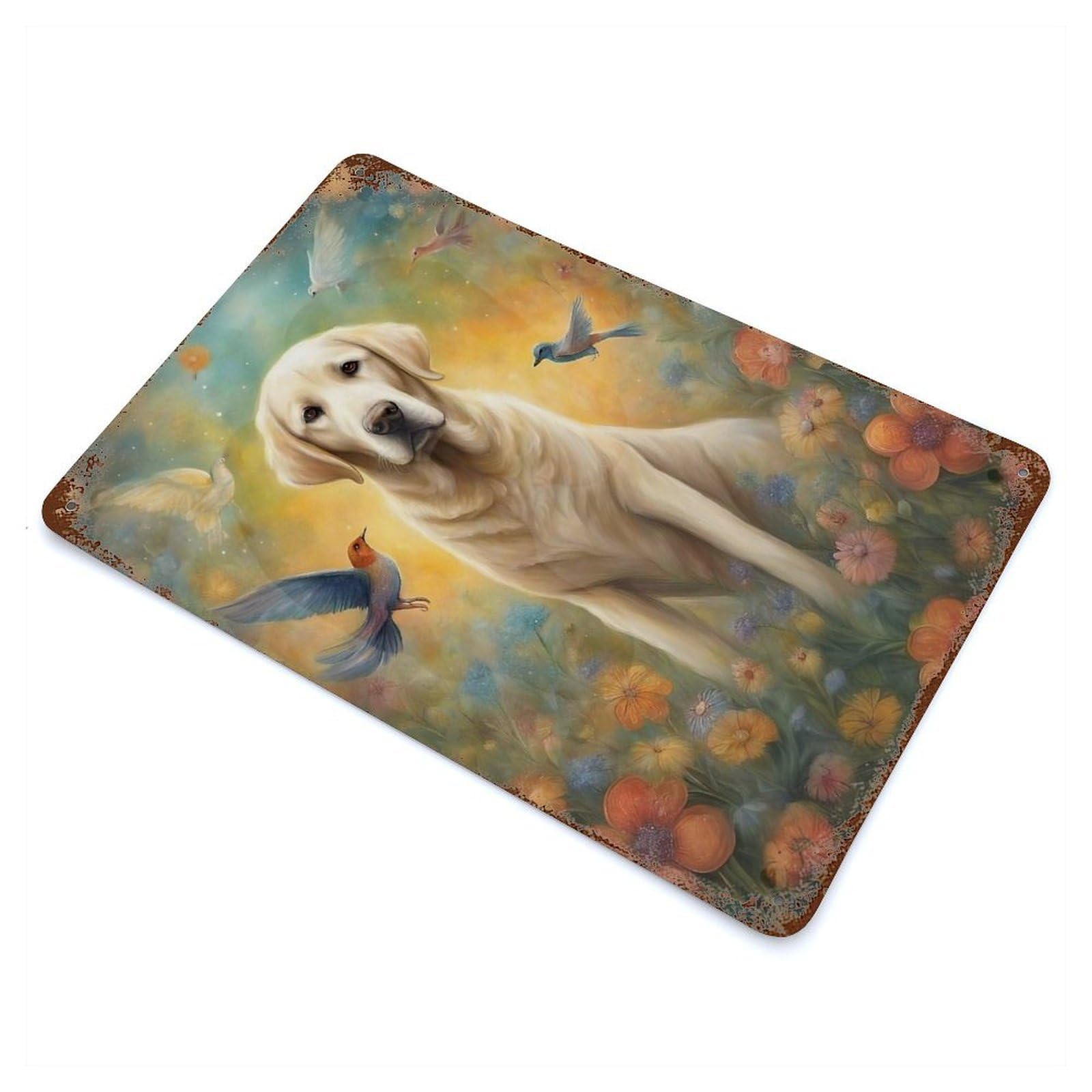 Dog00050 Distressed Metal Wall Sign 11.8"x7.9", for Farmhouse, Kitchen And Entryway Decor, Rustic Home Decor
