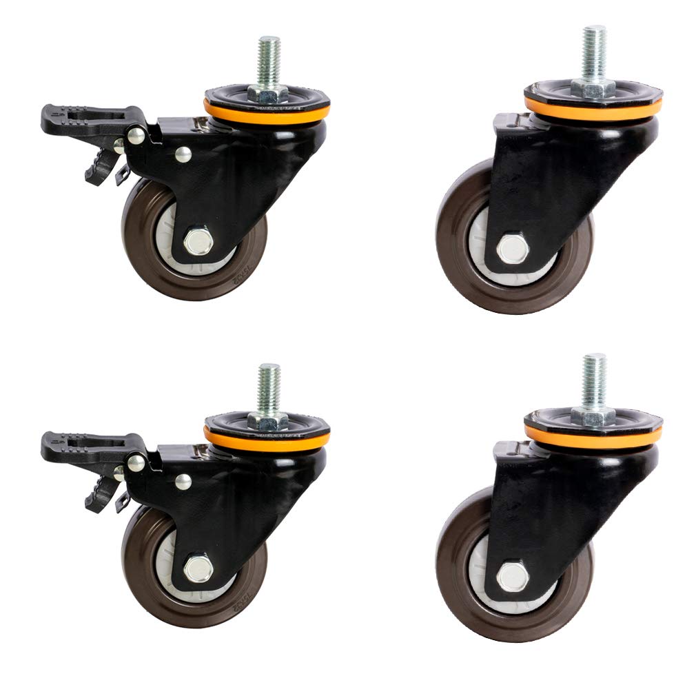 Roulettes à vis M12 * 25 mm silencieuses avec freins pour chariots et rangements
