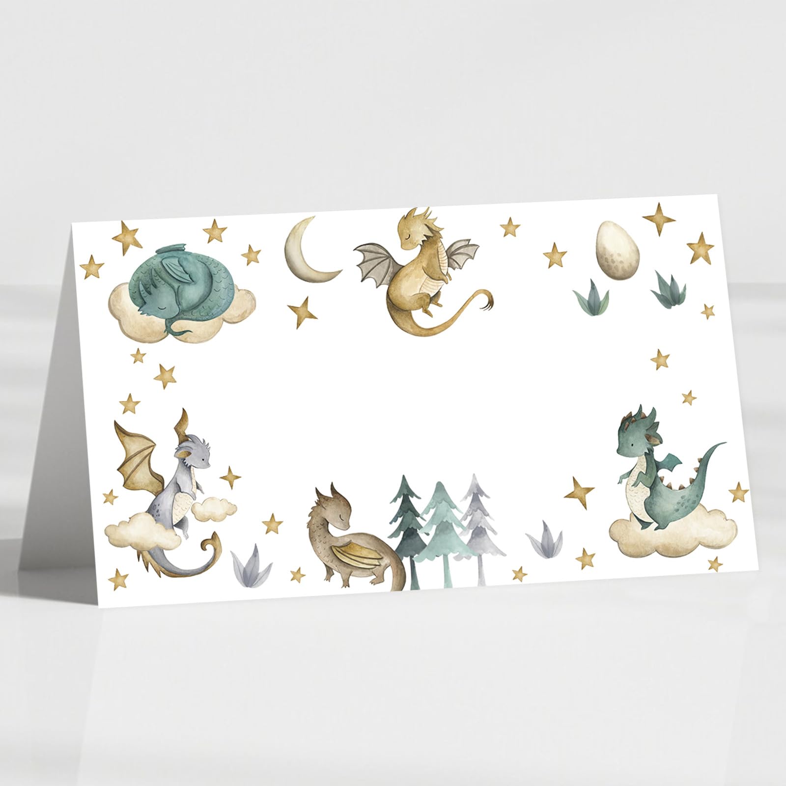 Cartes de table pliables dragon pour buffet de fête prénatale et décoration de table d'anniversaire