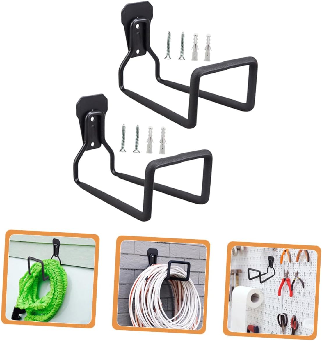 2pcs Heavy-Duty Garage Wall Hooks Tool Organizer for Extension Cords Tools Equipment Storage Durable Construction Easy Installation Resistant Design for Garage Shed and Workshop