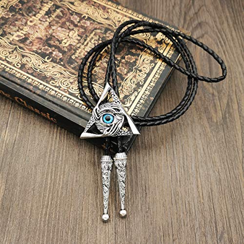 YOQUCOL Triangle 3D Simulation Devil's Eye Bolo Tie For Men American Western Genunie Leather Necktie Bolo Ties