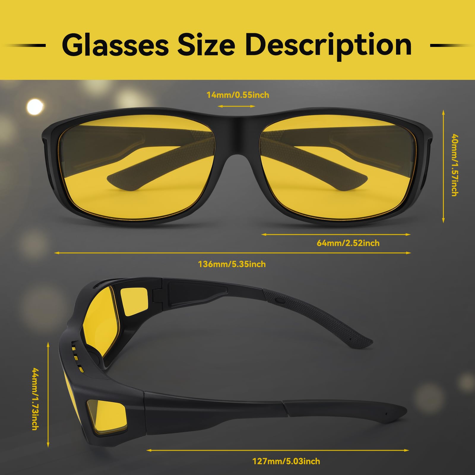 Snapklik.com : Night Vision Driving Glasses Fit Over Glasses For Men Women