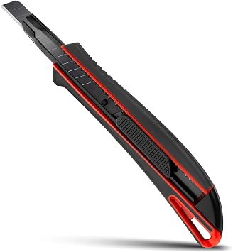 HAUTMEC 9mm Precision Utility Knife, Soft Grip Snap-off Box Cutter, Retractable 9mm Multi-Purpose Cutter for Detailed Cutting in Work, Home Use and Arts Crafts HT0255-KN