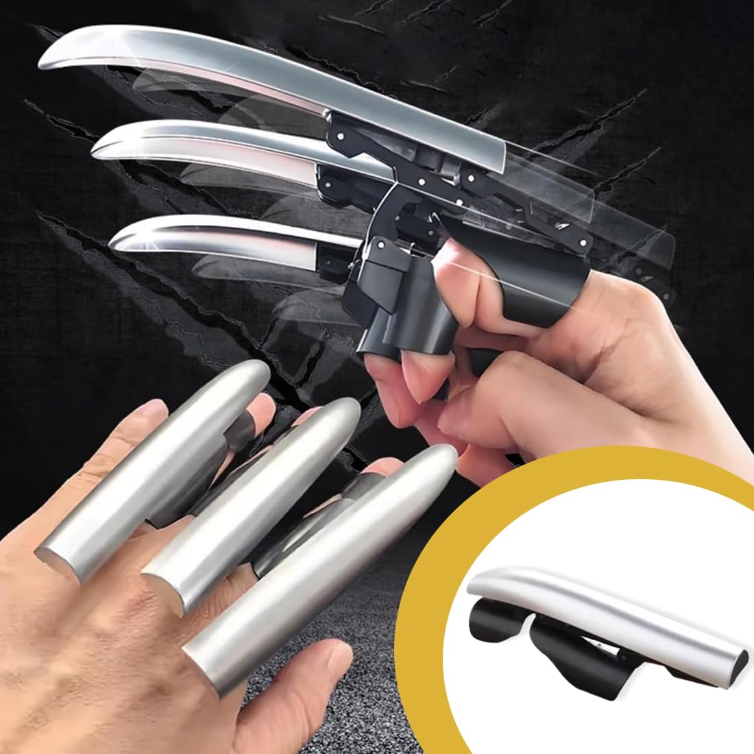 6 Pièces Griffes Rétractables de Wolverine, Griffes de Loup en Plastique Extensibles, Costume Cosplay Wolverine pour Adultes et Enfants (Argenté)