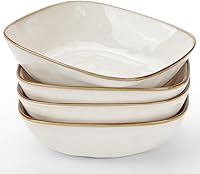 Vista 16 de famiware Juego de 4 Tazones Grandes para Pasta, Tazones Ocean Square de 8", Tazón Grande para Servir Pasta, Tazones Grandes para Cena, Juego