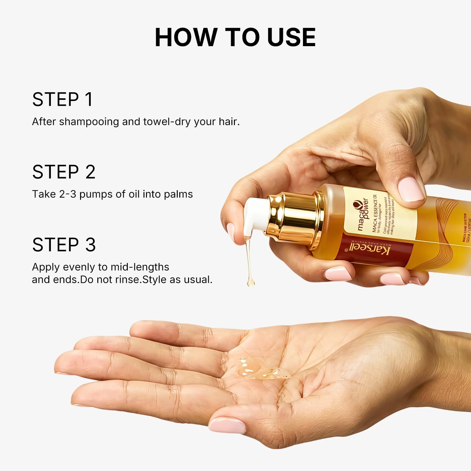Karseell Aceite de Pelo, Aceite Pelo Reparación Profunda Aceite de Argan para el Pelo Seco y Dañado, 50ml (Paquete de 2)