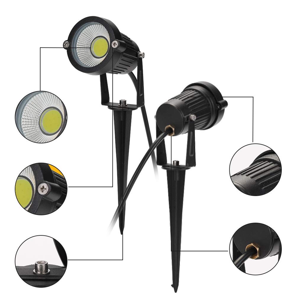 Bloomwin - 4 x reflektor LED COB Outdoor IP65 zimna biel 220 V 5 W avec pikiet