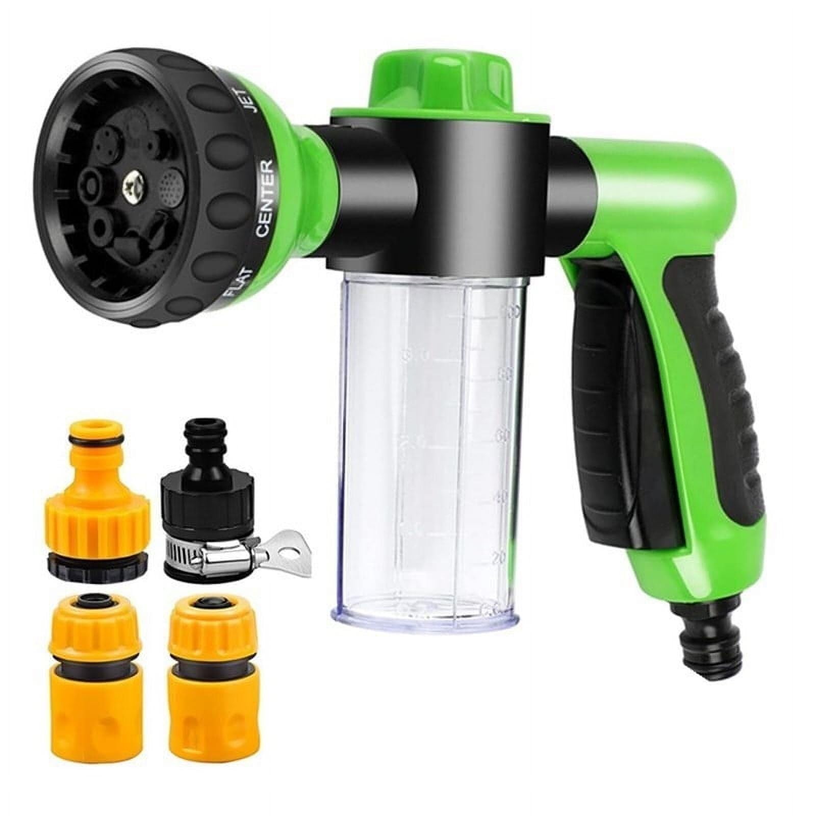 High Pressure 8 Adjustable Patterns Sprayer with Soap Dispenser Garden Hose Nozzle, for Showering Pet(Green)
