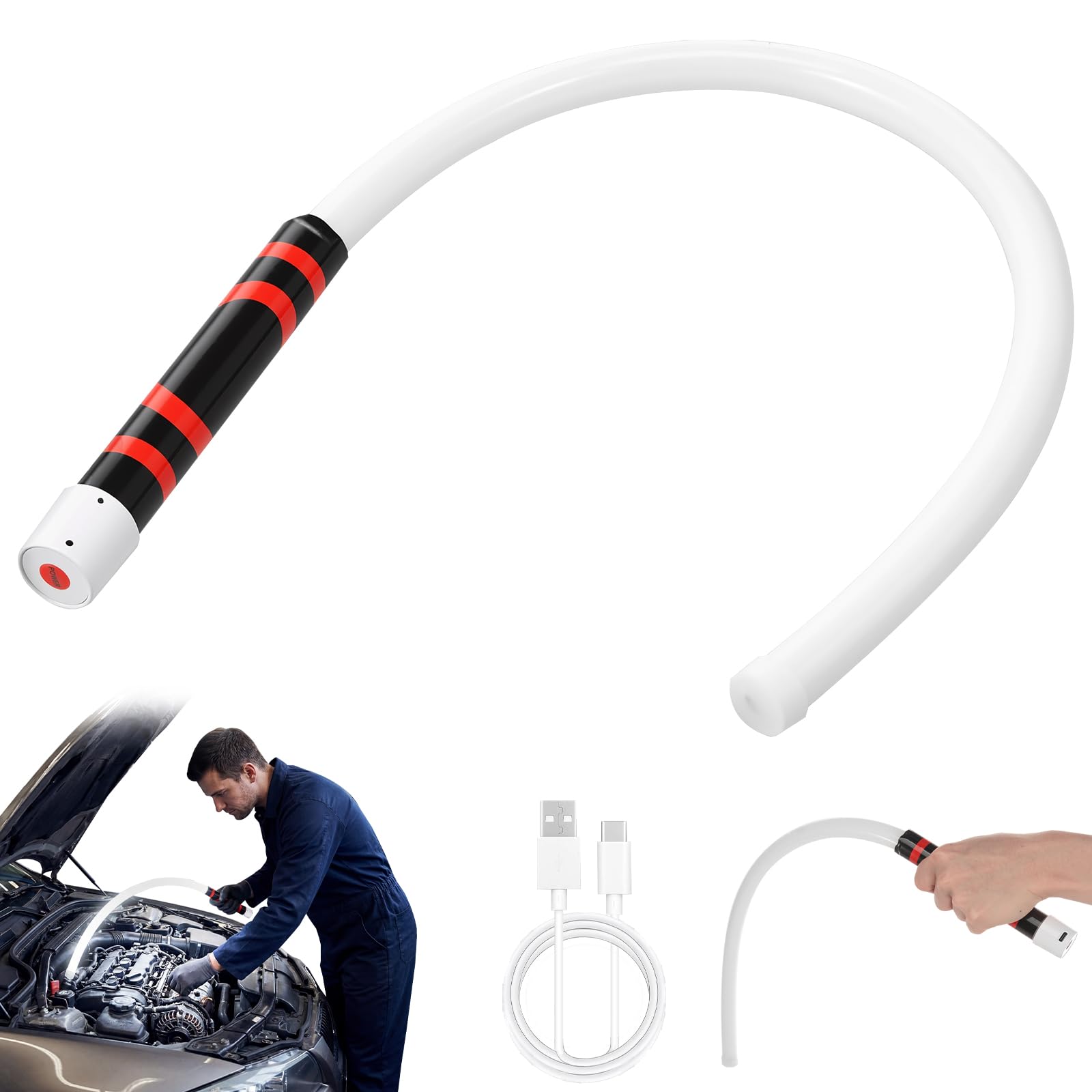 LuLobtg Flexible LED Flashlight Stick 28.7" Bendable High Lumens LED Work Light with 3 Brightness Modes Rechargeable Work Lights for Engine Bays
