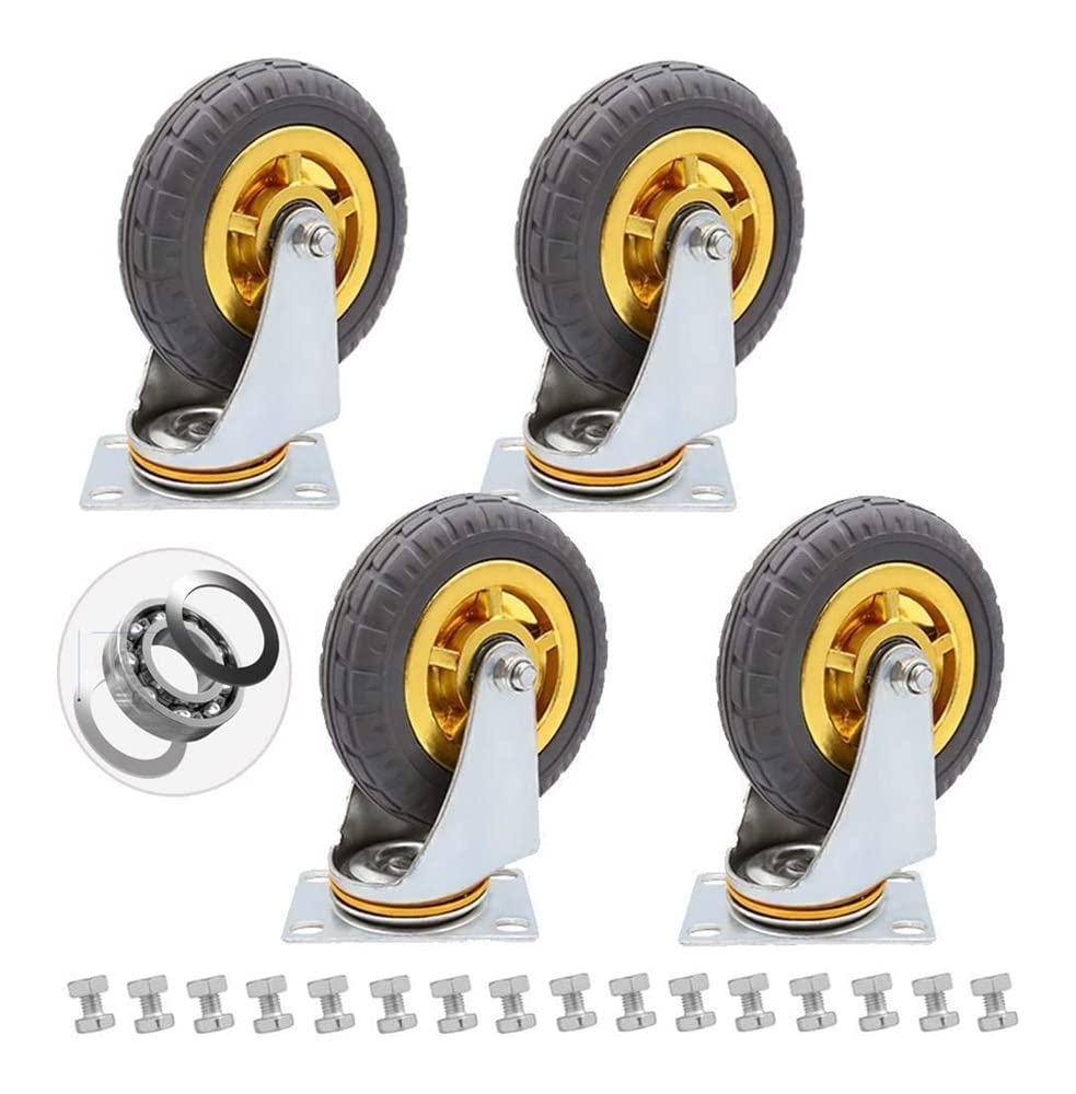 GBRJUYF Heavy-Duty Lockable Swivel Caster Wheels - Set of 4 Rubber Office Casters with Brake, 400 Kg Load Capacity for Furniture, Workbench, and Mobility Solutions