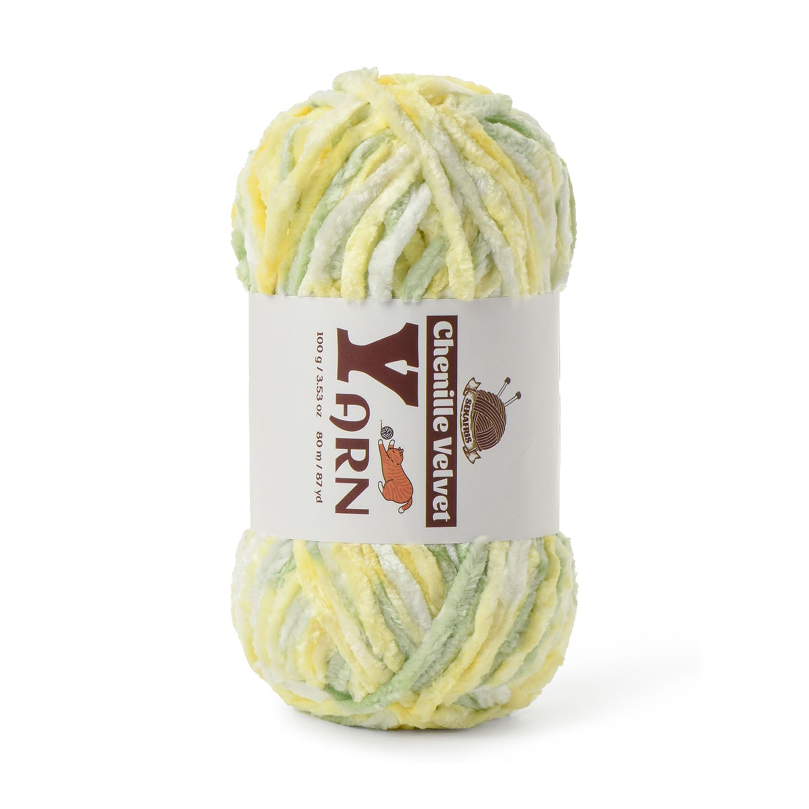 Chenille Crochet Greenish Yellow Yarn 1 Pack