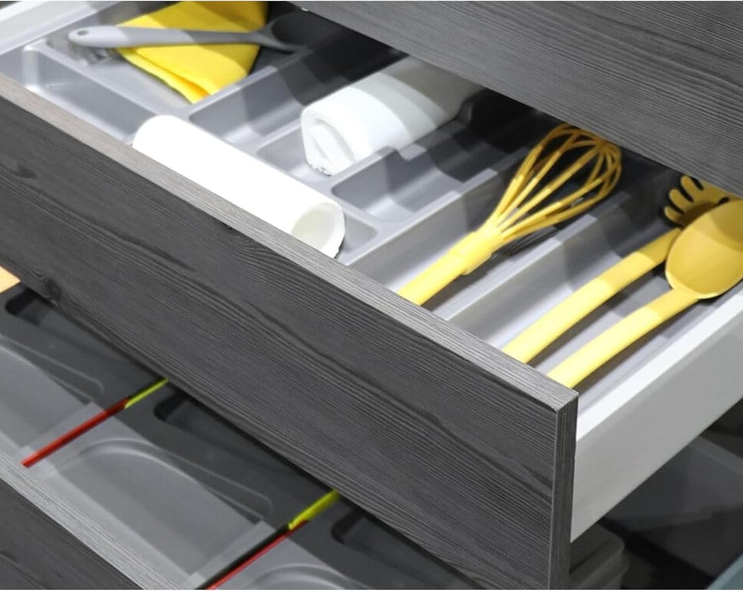 Portaposate Regolabile da Cassetto per Cucina - Porta Posate da Cucina - Organizer Cassetti - Divisore Posate - Organizzatore Cassetti - in Plastica Resistente (Portaposate 80, Antracite)