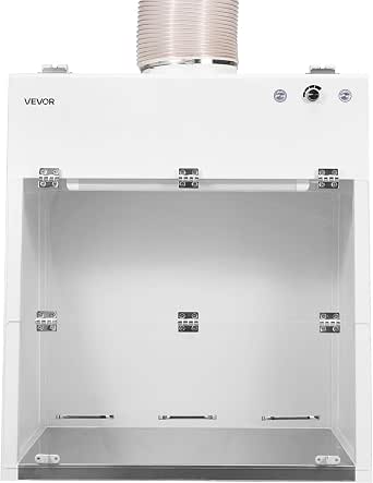 VEVOR Ducted Fume Hood, 23.62 x 31.69 x 27.56 inch Working Area, Lab Fume Hood with LED Light and G1 Pre-Filter, Adjustable Speed, Steel Exhaust Equipment for Laboratory Fume Control, White