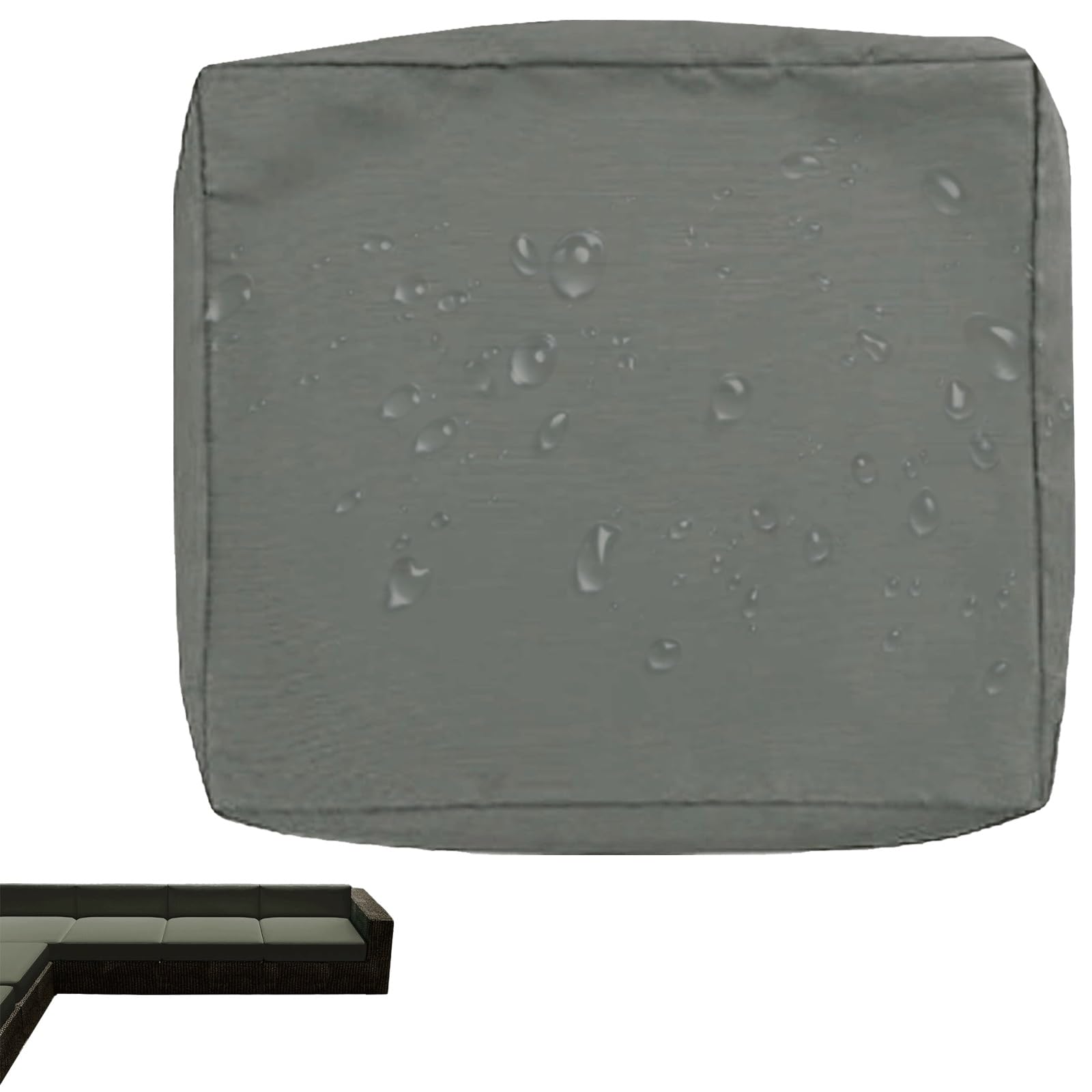 uyeoco 1/2/4-Pack Waterproof Sofa Seat Cushion Covers with Zipper, 60x60cm & 55x50cm, Chair Seat Pads Cover for Indoor & Outdoor Patio Rattan Furniture(Grey,50x45x10cm(1pc))