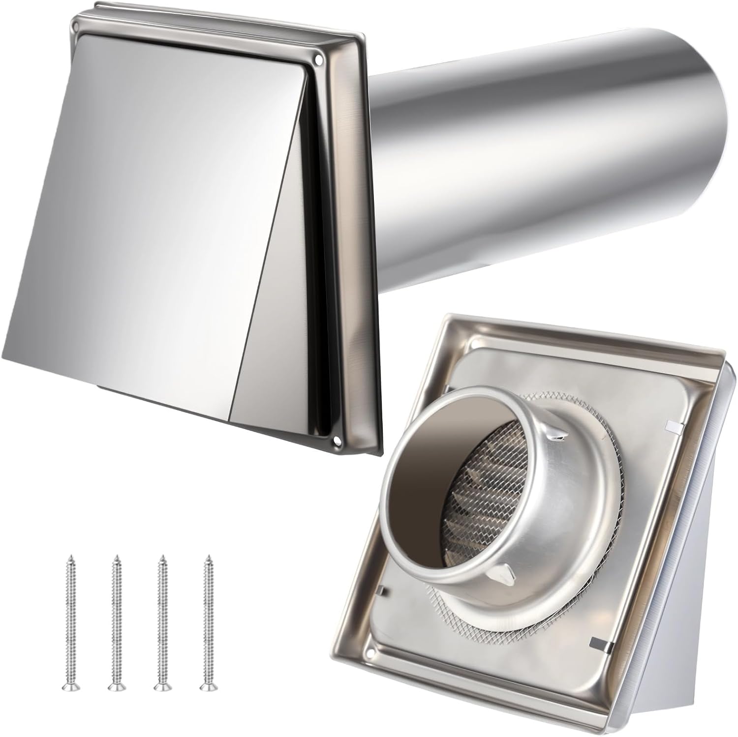 4 Inch Stainless Steel Dryer Vent Cover with Extension Pipe