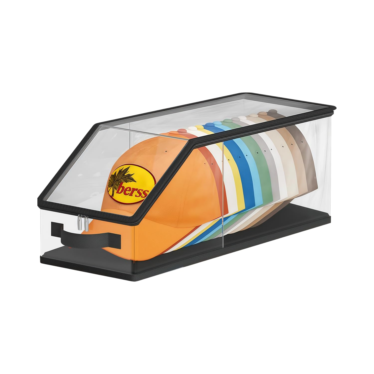 Wisfancy Cap Organizer Kasten, Faltbarer Cap Aufbewahrung Box mit Transparentem Deckel, Atmungsaktiver Stoff kappen Aufbewahrung Box für Schrank (Transparent) Küche, Haushalt & Wohnen