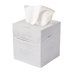 Tissue Box Cover Square Rustic White Wooden Tissue Box Holder for Kleenex - Facial Tissue Holder for Bathroom