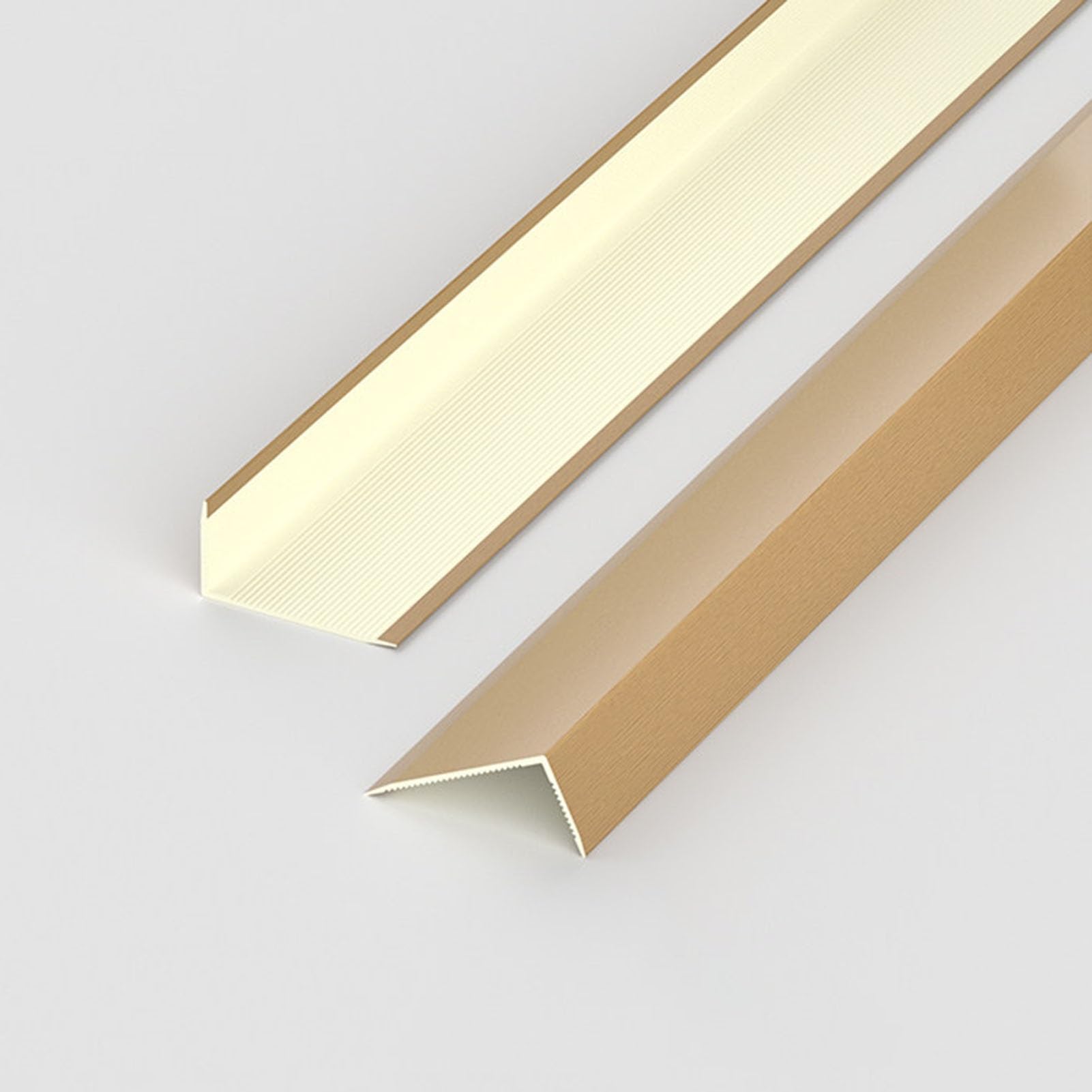 Wood Grain L-molding Transition Strip, Flexible PVC Door Threshold with Back Grooves, Cuttable Floor Edging Trim for Wall Corner Stair Protector
