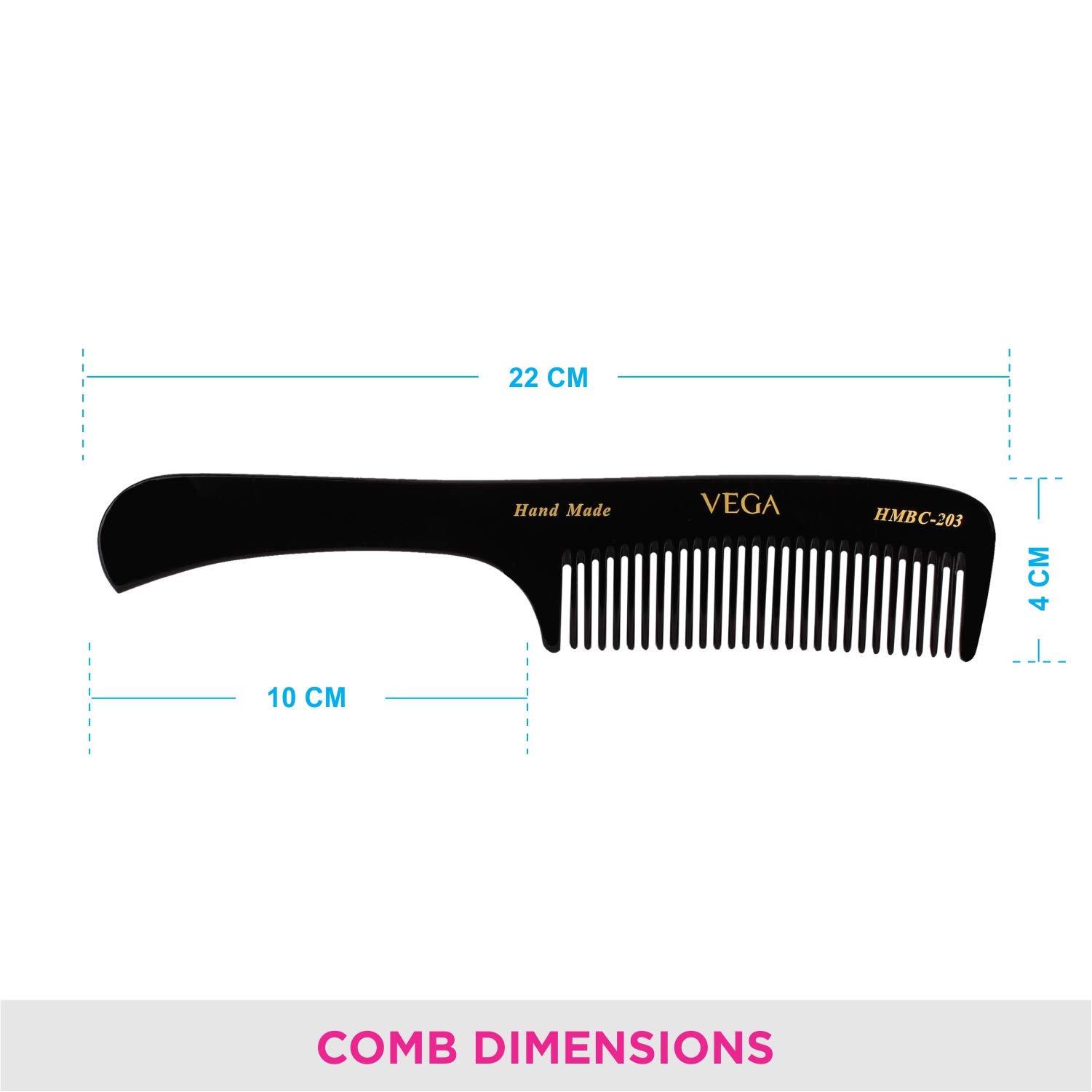 VEGA Handcrafted Grooming Comb for Professional Styling & Vega Mini Flat Brush with Wooden Colored Handle and Black Colored Brush Head 2
